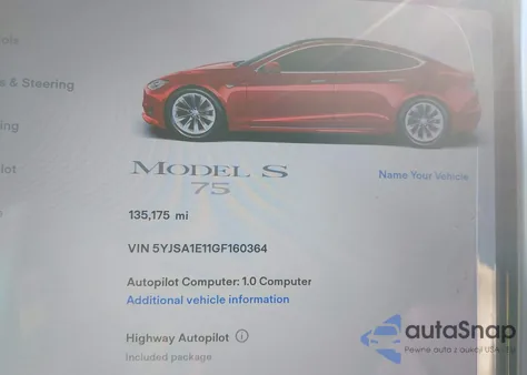 2016 Tesla Model S 60/70/75/85 из США, поврежденный, VIN 5YJSA1E11GF160364